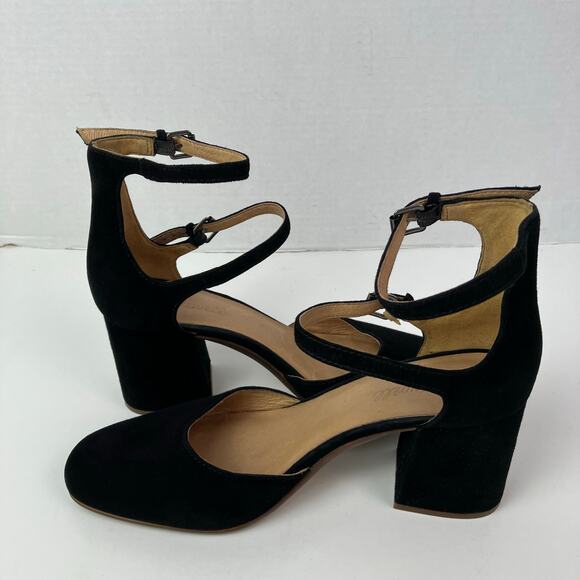 Madewell Sz 9 The Annalise Ankle-Strap Pump in Suede Black Chic Elegant Party - Picture 12 of 16